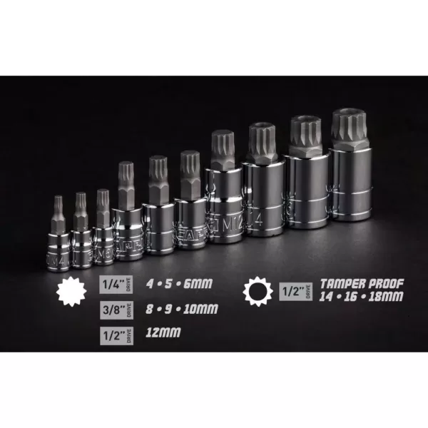 Capri Tools Stubby XZN Triple Square Bit Socket Set (10-Piece)