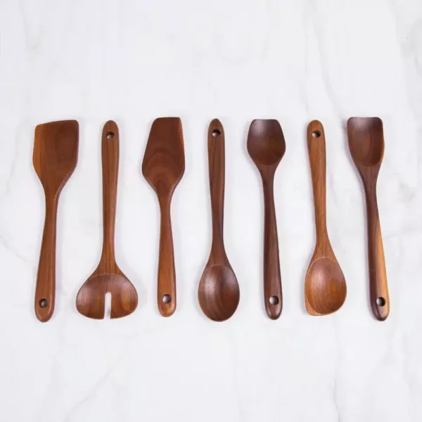 Creative Home Acacia Wood with Carbonized Kitchen Utensil Set Set of 7-Pieces