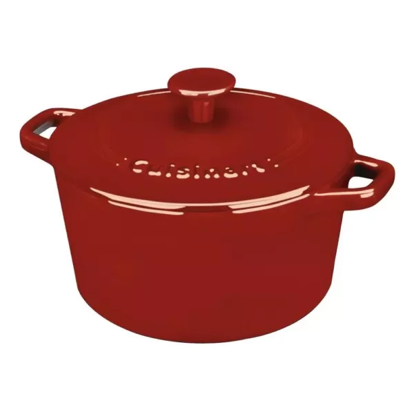 Cuisinart Chef's Classic 3 qt. Oval Cast Iron Dutch Oven in Cardinal Red with Lid