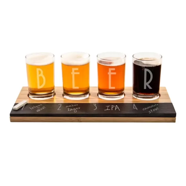 Cathy's Concepts 5.5 oz. Bamboo and Slate Craft Beer Tasting Flight