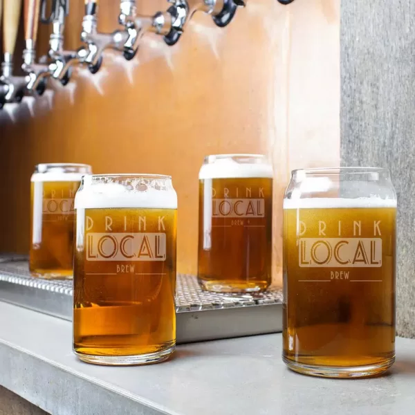 Cathy's Concepts "Drink Local" 16 oz. Craft Beer Can Glasses