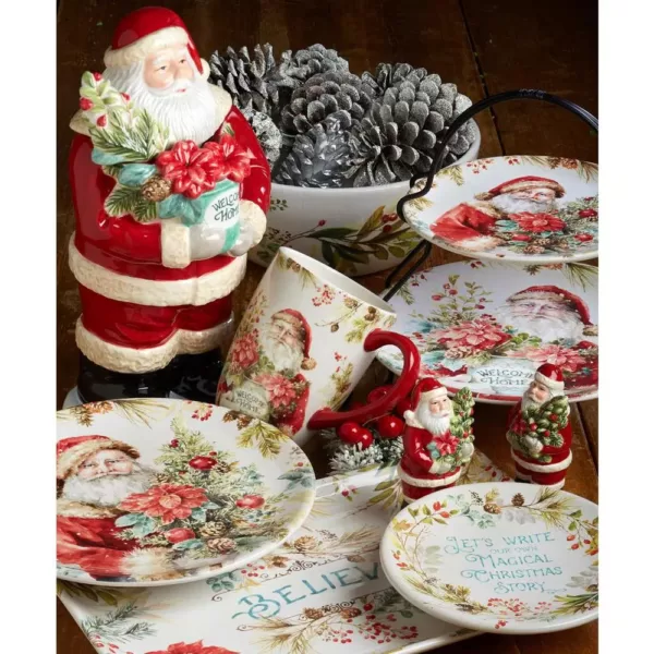 Certified International Christmas Story Multicolored Earthenware 9 in. 2-Tier Server