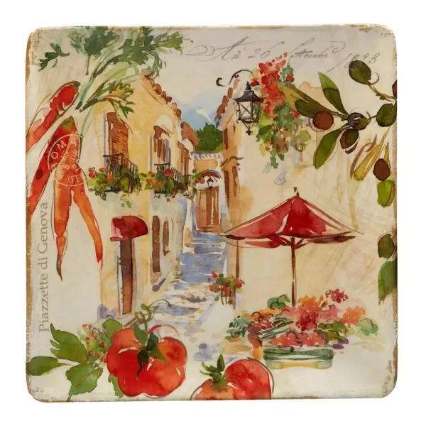 Certified International Piazzette Multi-Colored 12.5 in. Ceramic Square Platter