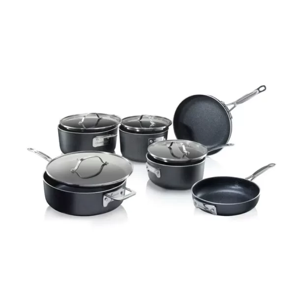 GRANITESTONE 10-Piece Aluminum StackMaster Non-Stick Diamond Infused Cookware Set with Glass Lids