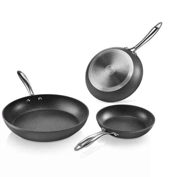 GRANITESTONE Pro 3-Piece (8 in., 10 in., 12 in.) Aluminum Ultra-Nonstick Hard Anodized Diamond Infused Induction Capable Fry Pan Set