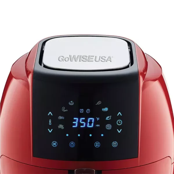 GoWISE USA 8-in-1 5.8 Qt. Chili Red Electric Air Fryer with Recipe Book