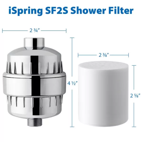 ISPRING 15-Stage High Output Universal Shower Filter Water Filtration System with Replaceable Cartridge in Chrome