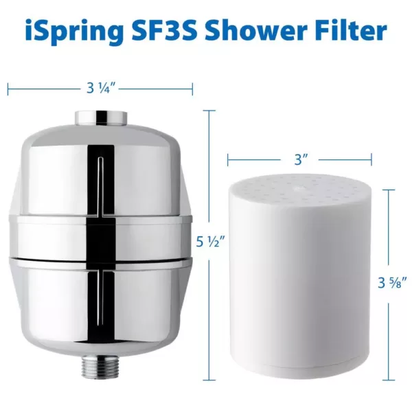 ISPRING 15-Stage High Output Universal Shower Filter Water Filtration System with Replaceable Cartridge in Chrome