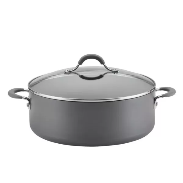 Circulon Radiance 7.5 qt. Hard-Anodized Aluminum Nonstick Stock Pot in Gray with Glass Lid