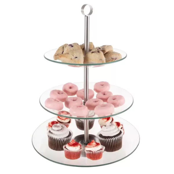 Classic Cuisine 3-Tier Round Tempered Glass Dessert Tray (5 Per Case)