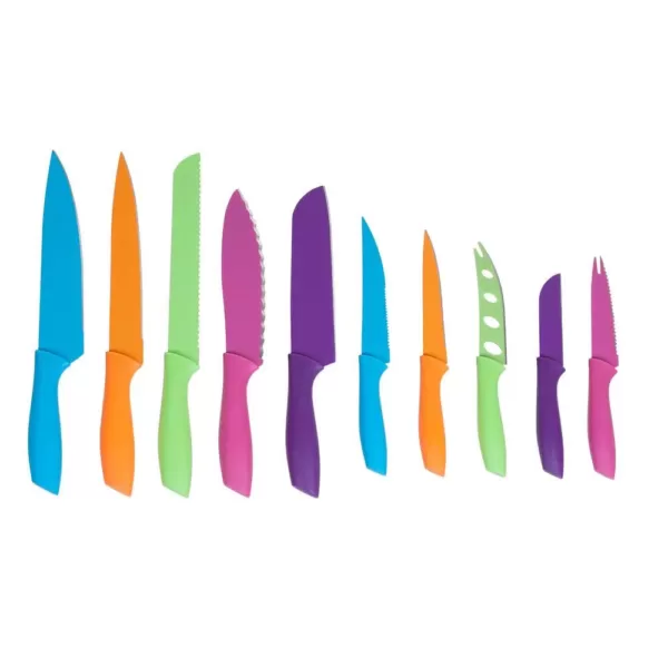 Classic Cuisine 10-Piece Colorful Stainless Steel Culinary Knife Set with Magnetic Bar