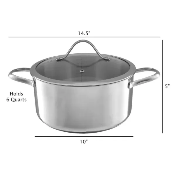 Classic Cuisine 6 qt. Stainless Steel Stock Pot with Glass Lid