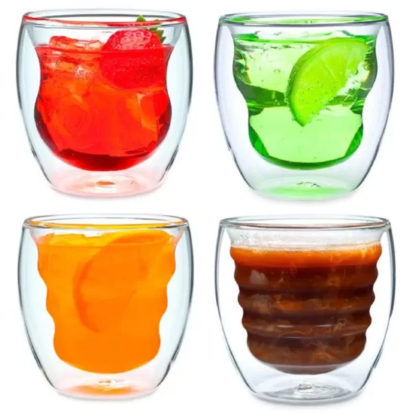 Ozeri Curva Artisan Series 8 oz. Double Wall Beverage Glasses and Tumblers (Set of 4)