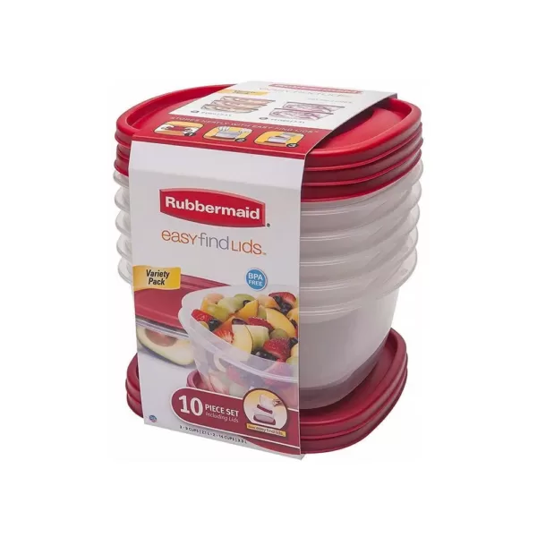 Rubbermaid Easy Find Lids 10-Piece Red Food Storage Container Set