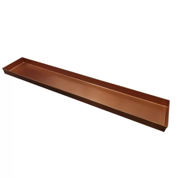 Benjara 29 in. Copper Large Rectangular Metal Window Decorative Plant Tray with Trim Edges