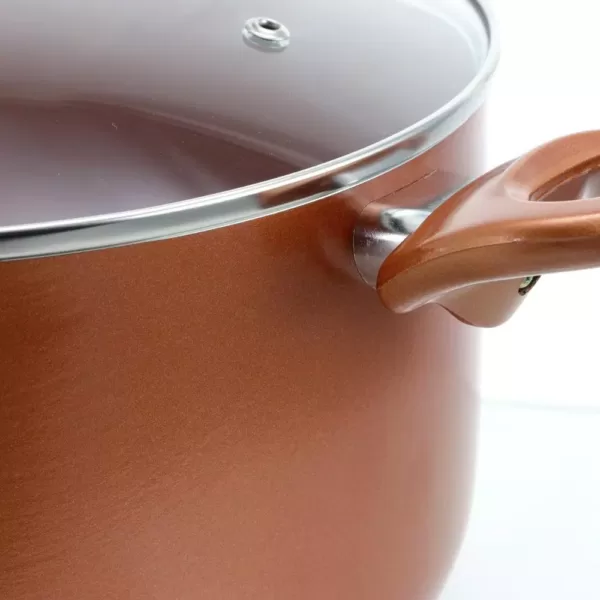 Better Chef 3 qt. Round Aluminum Ceramic Nonstick Dutch Oven in Copper with Glass Lid