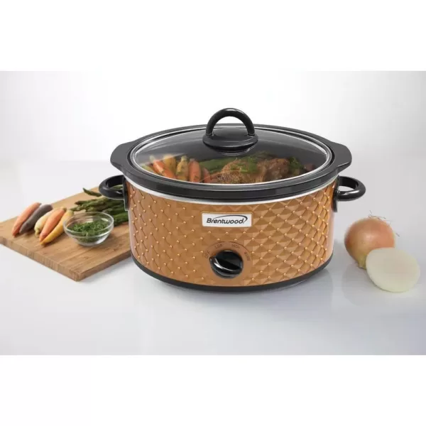 Brentwood Appliances Diamond 3.5 Qt. Brown Slow Cooker with Tempered Glass Lid