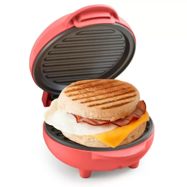 Nostalgia 25 sq. in. Coral Pink Cast-Iron Smokeless MyMini Personal Electric Grill