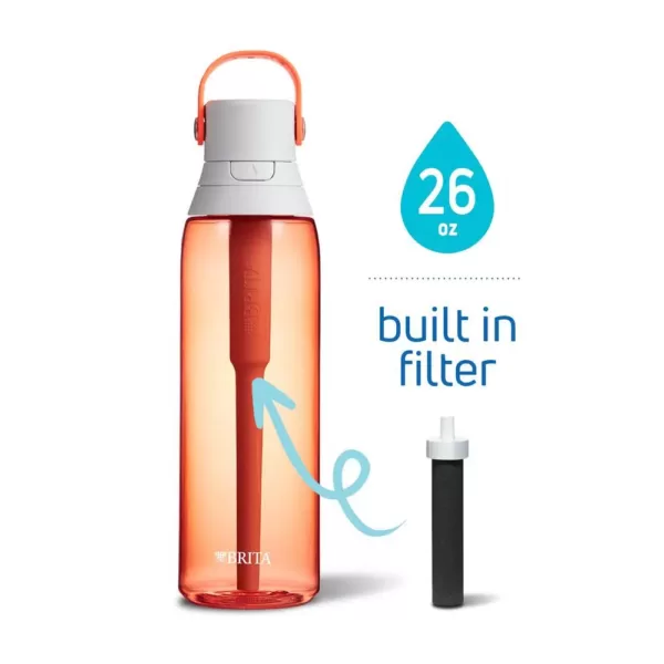 Brita Premium 26 oz. Coral Filtering Water Bottle, BPA Free