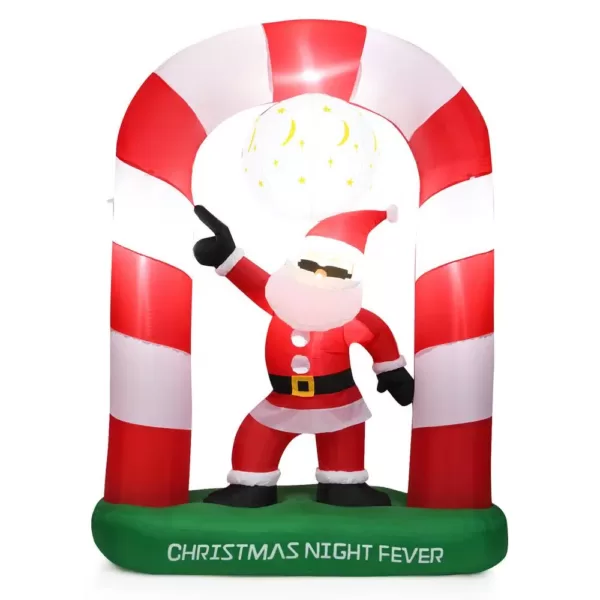 Costway 7.5 ft. Christmas Inflatable Lighted Santa Claus Stand on Archway Yard Decoration