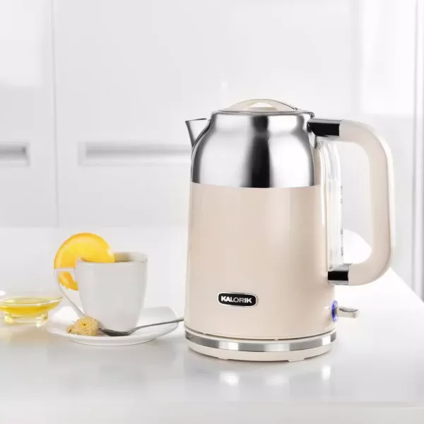 KALORIK Retro 7-Cup Cream Cordless Electric Kettle