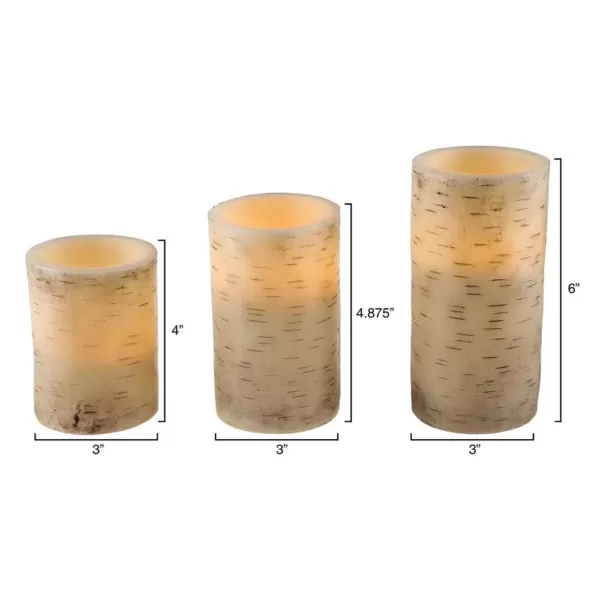 Lavish Home Cream Flameless Birch Bark Candle Set