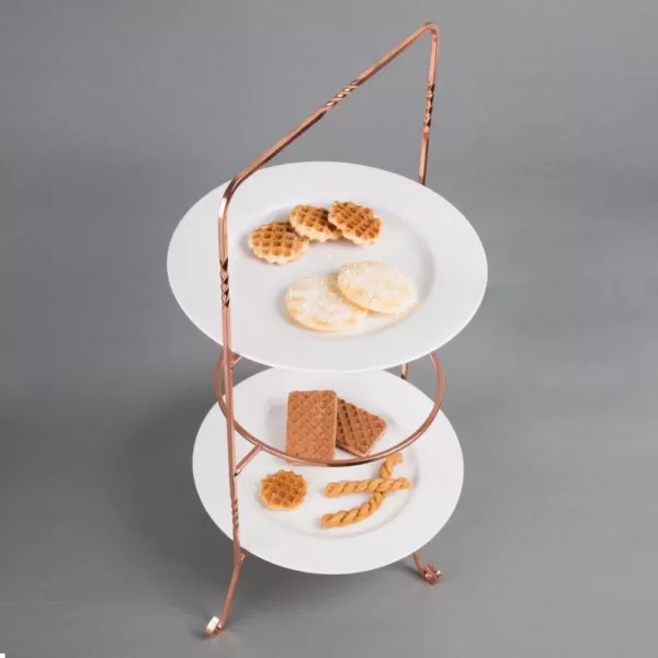 Creative Home 3-Tier Copper Plated Dinner Plate Rack, Party Food Server, Serving Rack, Fruit Presentation, Party Food Server Display