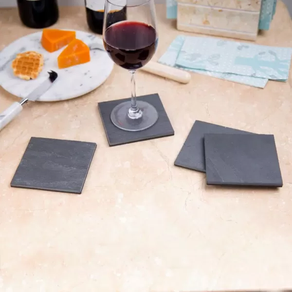 Creative Home Natural Dark Gray Slate Coaster 4 in. x 4 in. (Set of 4)