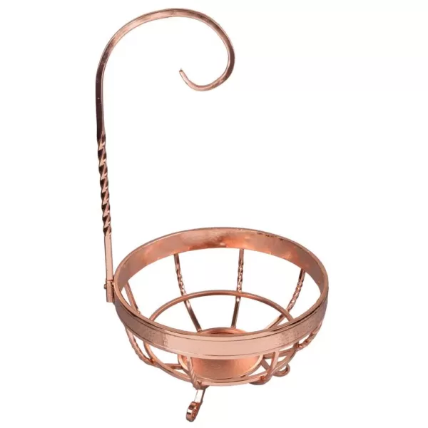 Creative Home Deluxe Copper Plated Wrought Iron Fruit Basket Banana Grapes Hanger and Fruit Bowl