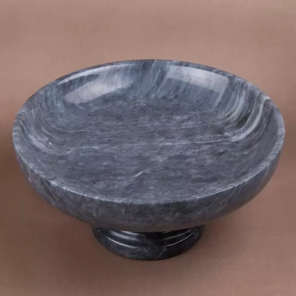 Creative Home Natural Black Marble Fruit Bowl on Pedestal