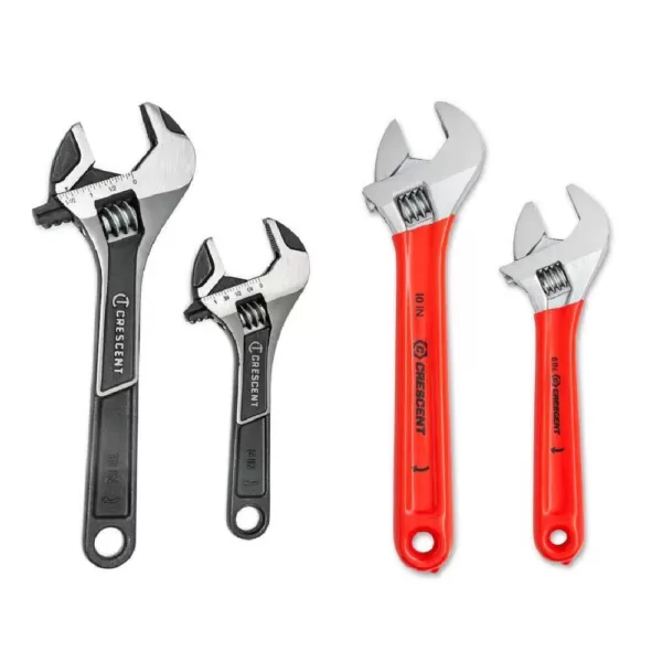 Crescent 6 in. and 10 in. Wide and Normal Jaw Adjustable Wrench Set (4-Piece)