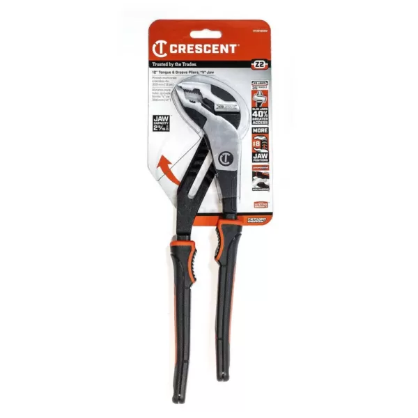 Crescent 12 in. Z2 K9 V-Jaw Dual Material Tongue and Groove Pliers