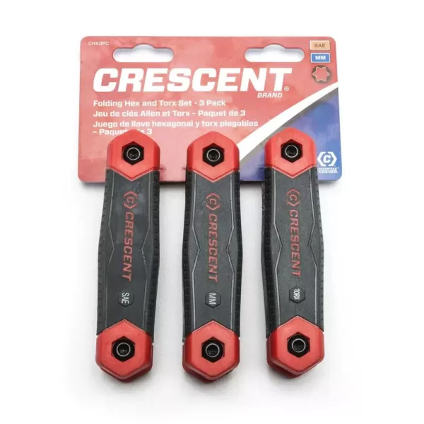 Crescent Folding SAE/Metric/Torx Dual Material Key Set (3-Pieces)