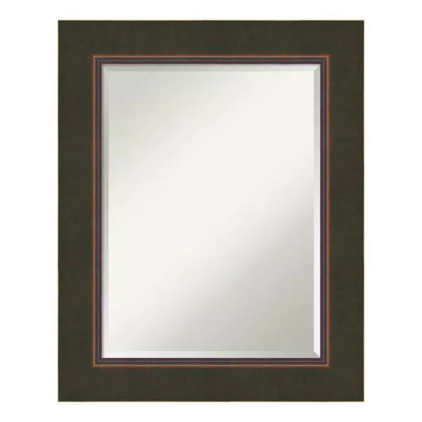 Amanti Art Milano 25 in. W x 31 in. H Framed Rectangular Beveled Edge Bathroom Vanity Mirror in Dark Bronze