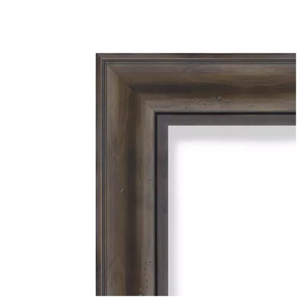 Amanti Art Rustic 25 in. W x 25 in. H Framed Square Beveled Edge Bathroom Vanity Mirror in Dark Brown Distressed