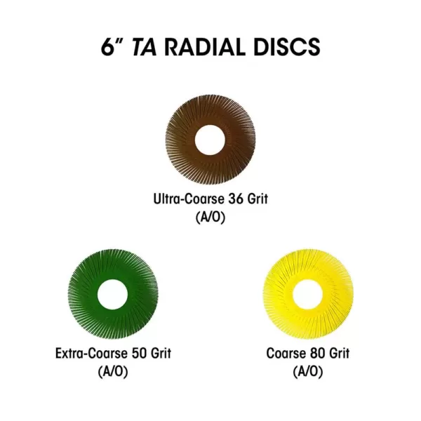 Dedeco Sunburst - 6 in. TC Radial Discs - 1/2 in. Arbor - Thermoplastic Cleaning and Polishing Tool, Coarse 80-Grit (1-Pack)