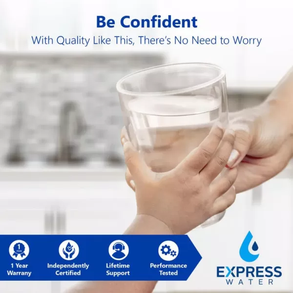 Express Water Reverse Osmosis Alkaline Water Filtration System – 10 Stage RO Water Filter with Faucet and Tank – 100 GPD