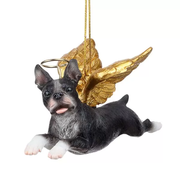 Design Toscano 2.5 in. Honor the Pooch Boston Terrier Holiday Dog Angel Ornament