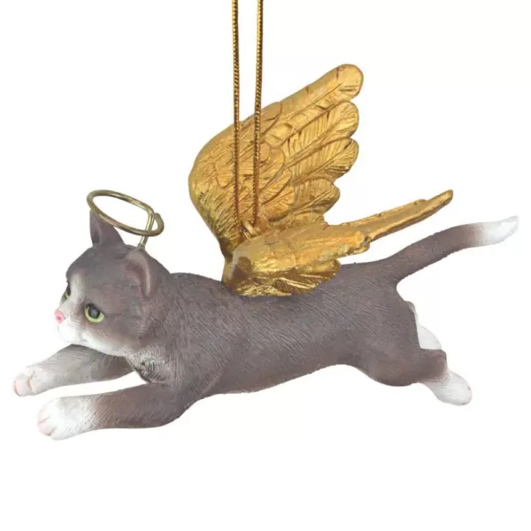 Design Toscano 2.5 in. Honor the Feline Grey Tabby Holiday Cat Angel Ornament