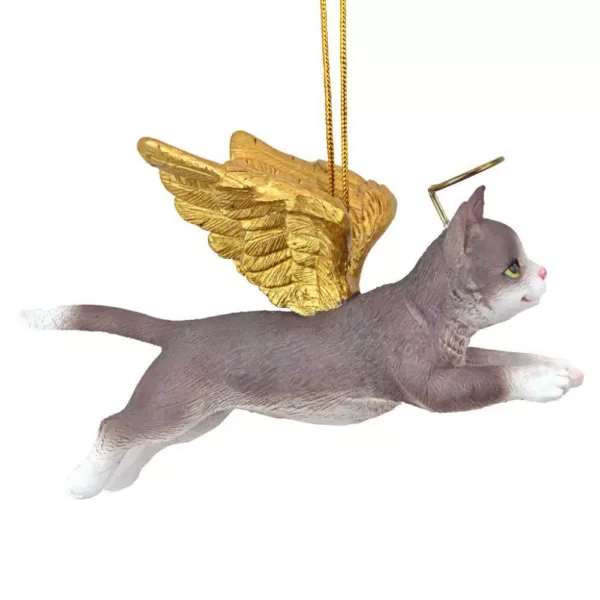 Design Toscano 2.5 in. Honor the Feline Grey Tabby Holiday Cat Angel Ornament