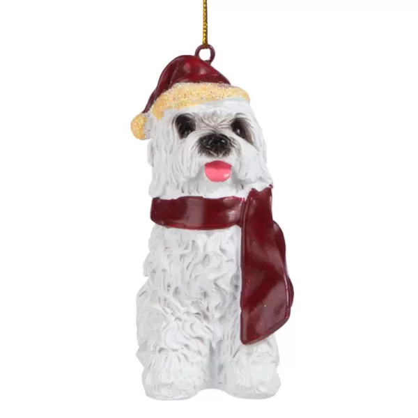 Design Toscano 3.5 in. Maltese Holiday Dog Ornament Sculpture