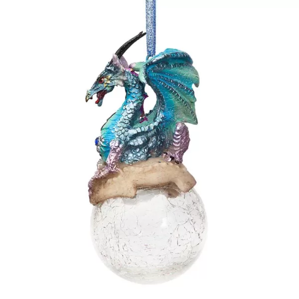 Design Toscano 5 in. Frost, the Gothic Dragon Holiday Ornament (3-Piece)