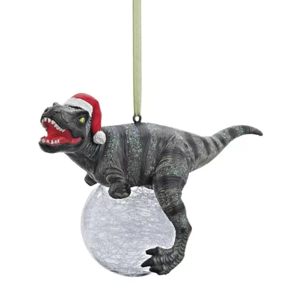 Design Toscano 3.5 in. Blitzer, the T-Rex Holiday Ornament (3-Piece)