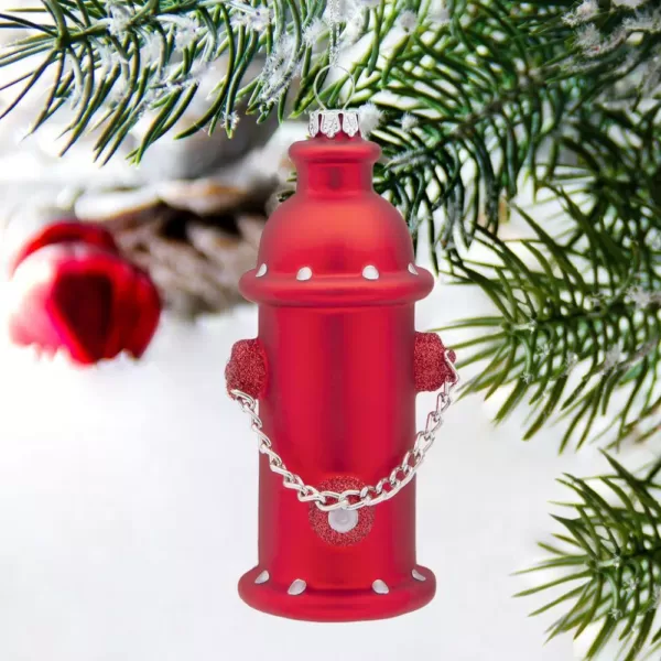 Design Toscano 5 in. Fire Hydrant Blown Glass Holiday Ornament