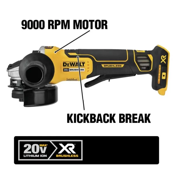 DEWALT 20-Volt MAX XR Cordless Brushless 4-1/2 in. Paddle Switch Small Angle Grinder with (1) 20-Volt 3.0Ah Battery & Charger