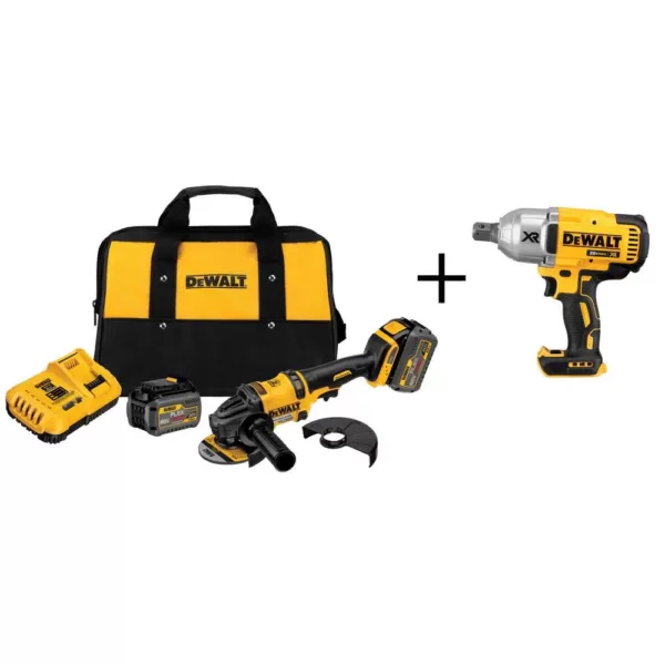 DEWALT FLEXVOLT 60-Volt MAX Cordless Brushless 4-1/2 in. Angle Grinder, (2) FLEXVOLT 6.0Ah Batteries & 1/2 in. Impact Wrench