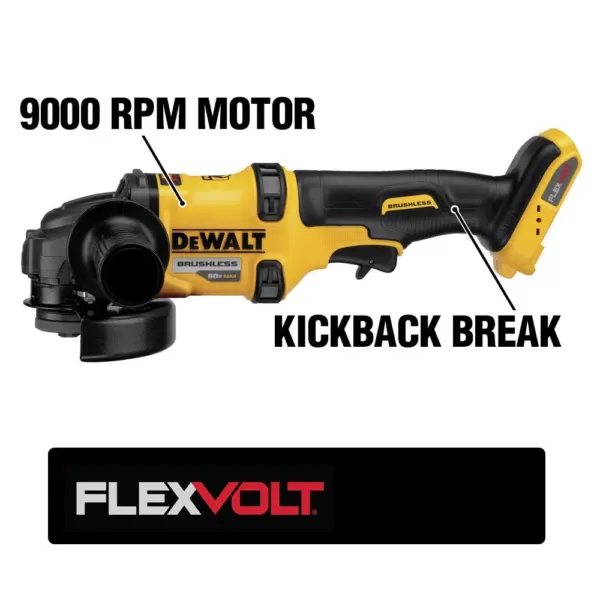 DEWALT FLEXVOLT 60-Volt MAX Cordless Brushless 4-1/2 in. Angle Grinder, (2) FLEXVOLT 6.0Ah Batteries & 1/4 in. Impact Driver