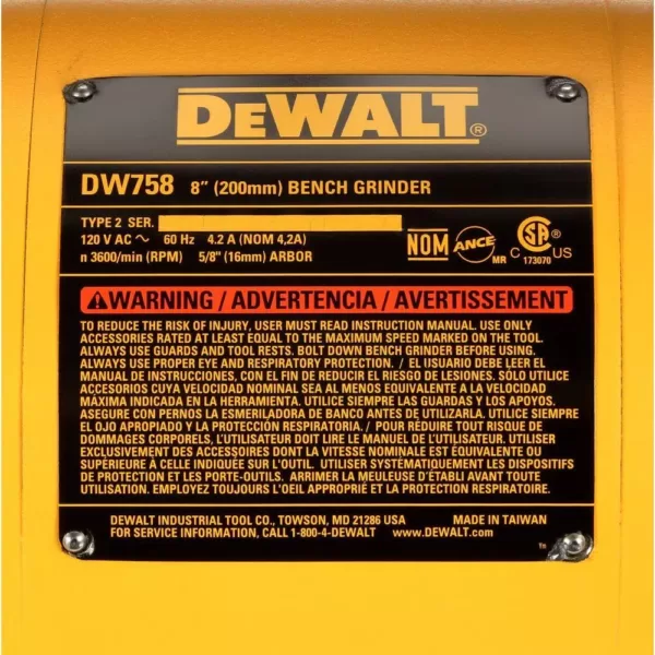 DEWALT 8 in. 205 mm Bench Grinder