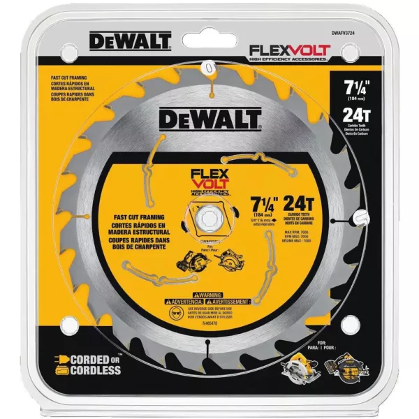 DEWALT FLEXVOLT 7-1/4 in. 24-Teeth Carbide-Tipped Circular Saw Blade