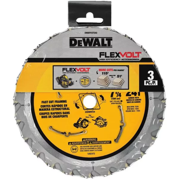 DEWALT FLEXVOLT 7-1/4 in. 24-Teeth Carbide-Tipped Circular Saw Blade (6-Pack)